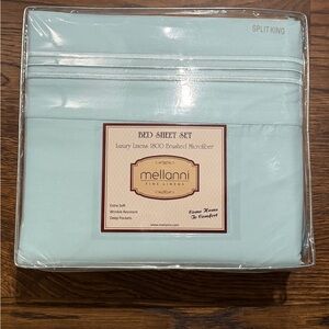 Mellanni Split King (Adjustable Bed) Microfiber Bed Sheet Set – Baby Blue – NEW